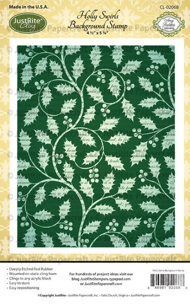 Just Rite Rubber Stamp - Holly Swirls Backround **REDUCED**