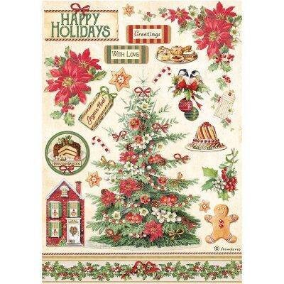 Stamperia A4 Rice Paper CLASSIC CHRISTMAS TREE