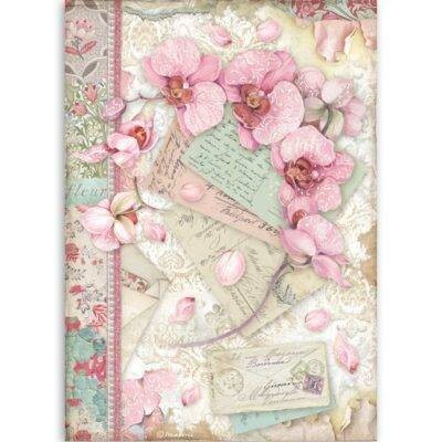 Stamperia A4 Rice Paper PINK ORCHID