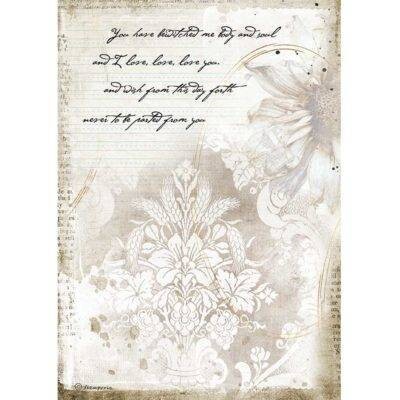 Stamperia A4 Rice Paper Romantic Journal MANUSCRIPTS
