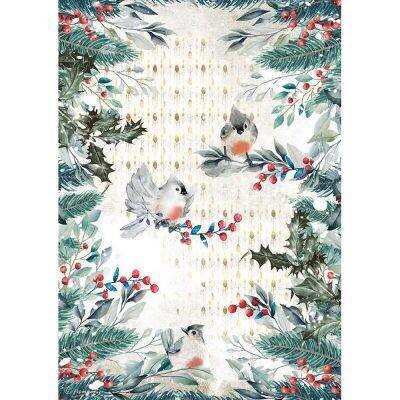 Stamperia A4 Rice Paper ROMANTIC CHRISTMAS BIRDS