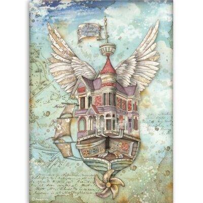 Stamperia A4 Rice Paper VAGABOND FLYING SHIP
