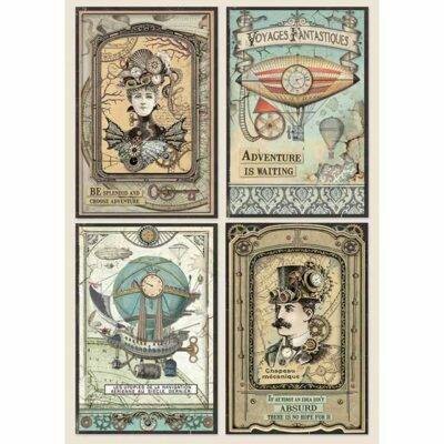 Stamperia A4 Rice Paper VOYAGES FANTASTIQUES CARDS