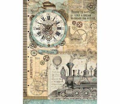 Stamperia A3 Rice Paper Voyages Fantastiques CLOCK