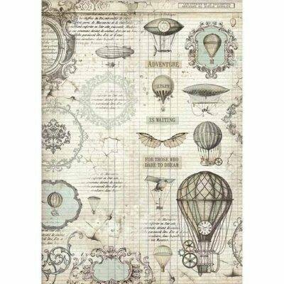 Stamperia A3 Rice Paper Voyages Fantastiques BALLOON