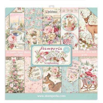 Stamperia Paper Pad 6x6 PINK CHRISTMAS