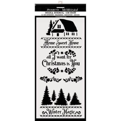 Stamperia Media Stencil 12x25 WINTER MAGIC