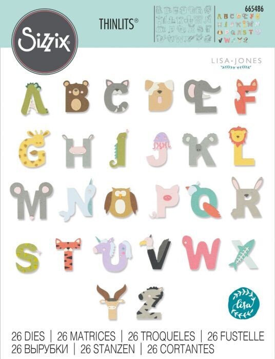 Sizzix Thinlits Dies 665486 ANIMAL ALPHABET
