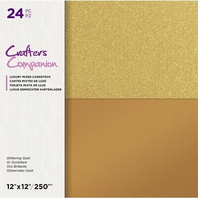 Crafters Companion Mixed Luxury Cardstock 12x12 GLITTERING GOLD
