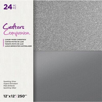 Crafters Companion Mixed Luxury Cardstock 12x12 SPARKLING SILVER