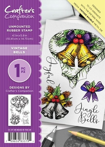 Crafters Companion Rubber Stamp VINTAGE BELLS