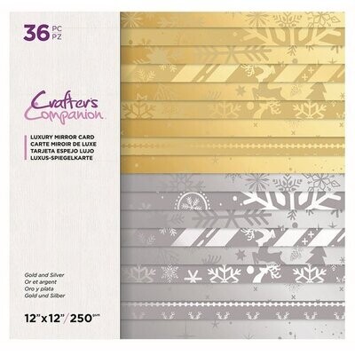 Crafters Companion 12x12 Luxury Mirror Card CHRISTMAS GOLD &amp; SILVER
