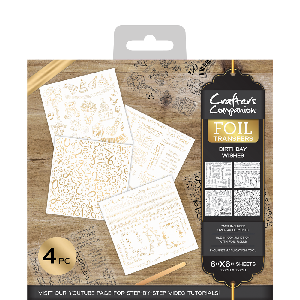 Crafters Companion Foil Transfers BIRTHDAY WISHES