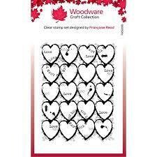 Woodware Acrylic Stamp Set HEART BACKROUND