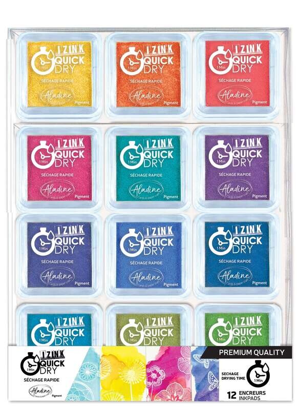 Izink Quick Dry Pigment  MEDIUM Ink Pad Pack x 12 BRIGHTS