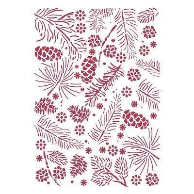 Stamperia Stencil A4 Christmas PINE CONES