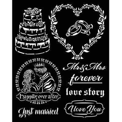 Stamperia Stencil 20cm X 25cm Stencil Sleeping Beauty JUST MARRIED