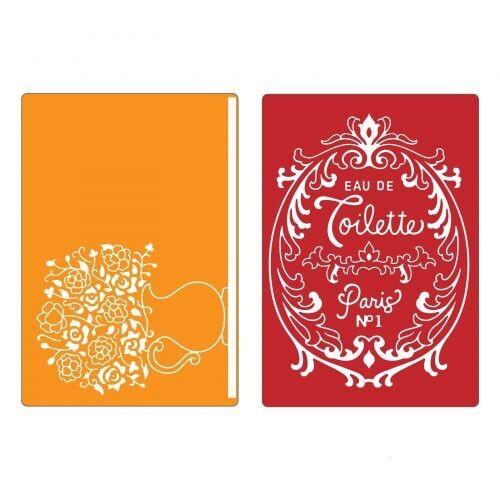 Sizzix Embossing Folders Reduced FLOWERS &amp; PERFUME LABEL 658969