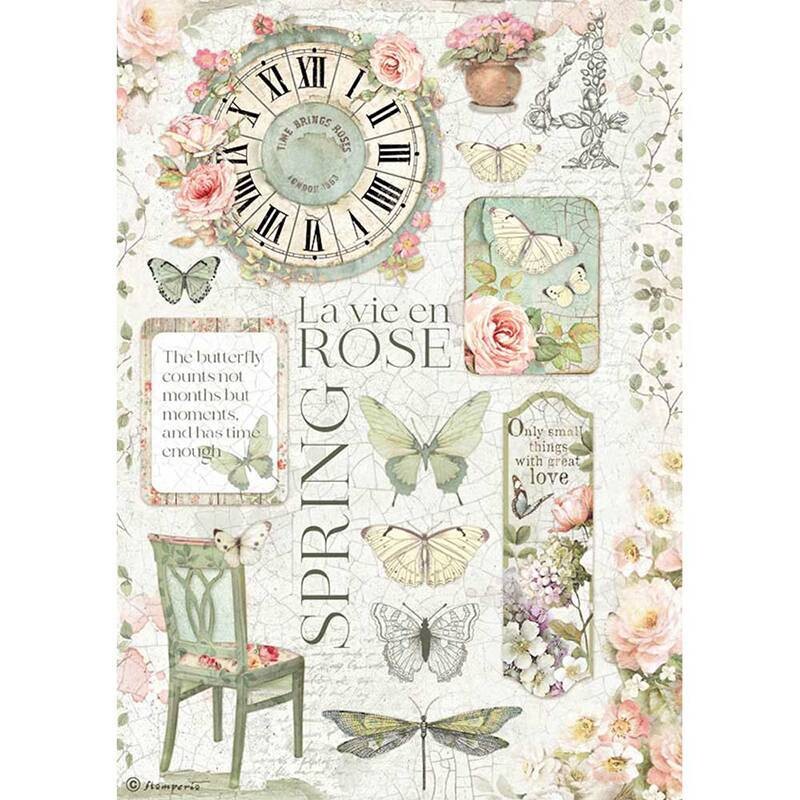 Stamperia A4 Rice Paper LA VIE EN ROSE