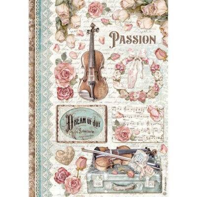 Stamperia A4 Rice Paper PASSION MUSIC