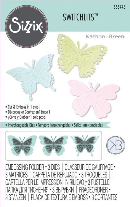 Sizzix Switchlits Embossing Folder &amp; Dies 665745 DETAILED BUTTERFLIES