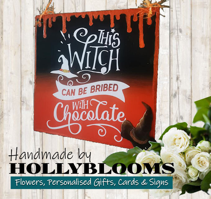 Handmade Halloween Sign - BRIBED WITH CHOCOLATE