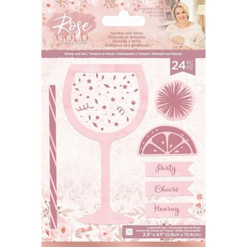 Sara Signature Rose Gold Stamp &amp; Die Set SPARKLE &amp; SHINE