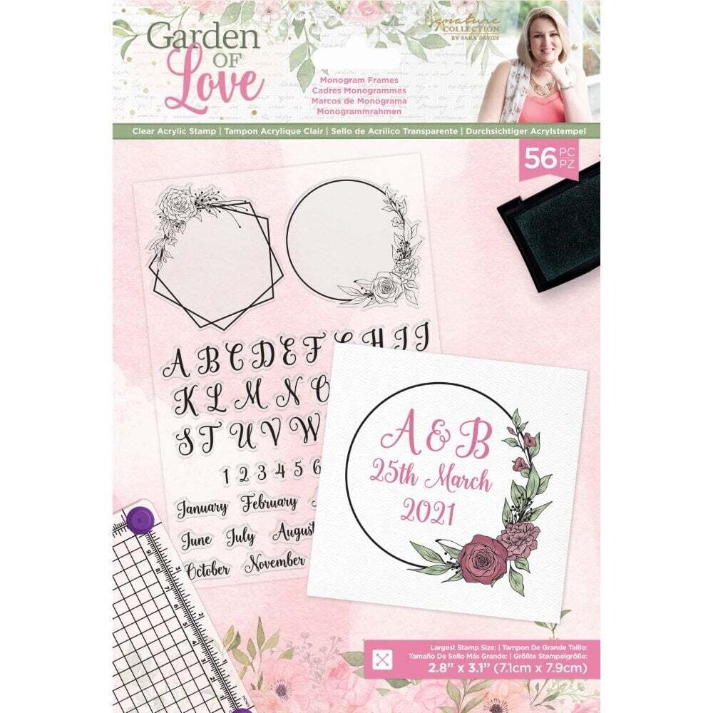 Sara Signature Garden Of Love A5 Stamp Set MONOGRAM FRAMES