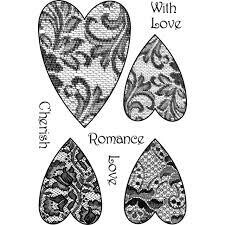 Woodware Acrylic Stamp Set LACE HEARTS