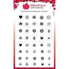 Woodware Clear Acrylic Stamps BUBBLE FLORAL TOPS