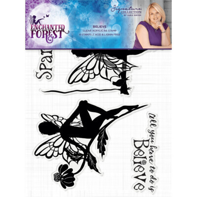 Signature By Sara Enchanted Forest Acrylic Stamp Set BELIEVE