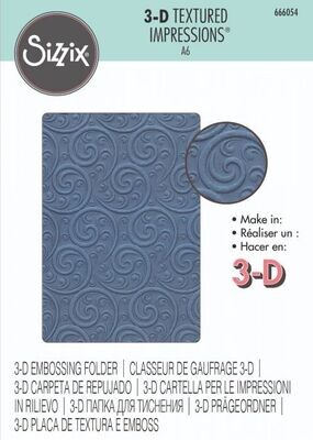 Sizzix 3-D A6 Textured Impressions Embossing Folder - ORNAMENTAL SPIRAL 666054