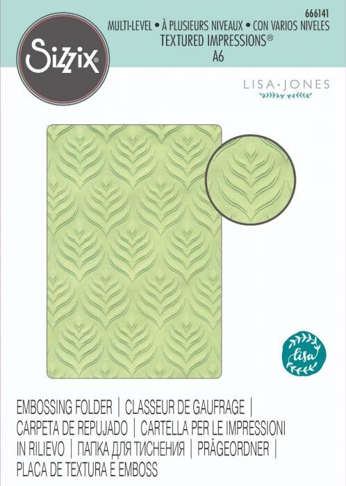 Sizzix 3-D A6 Textured Impressions Embossing Folder - PALM REPEAT by Lisa Jones 666141