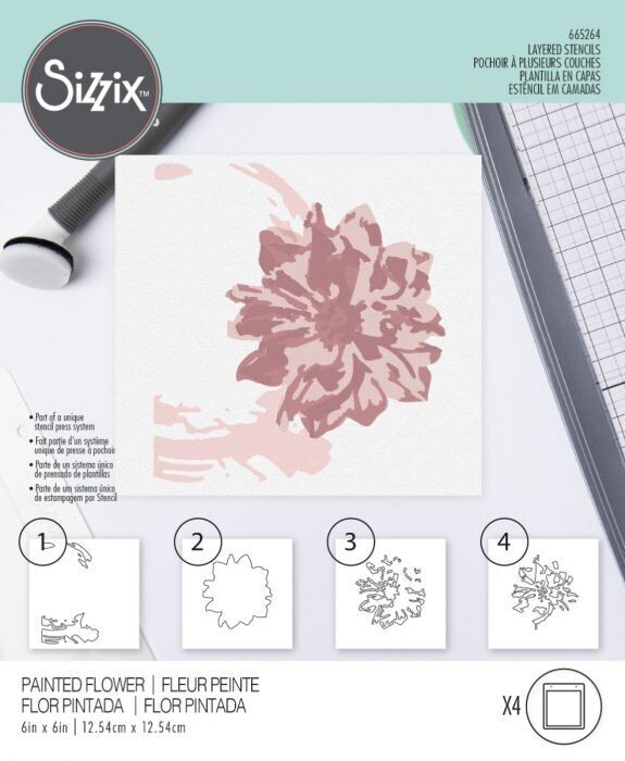 Sizzix Making Tool - Layered Stencils 4PK - Painted Flower by Olivia Rose