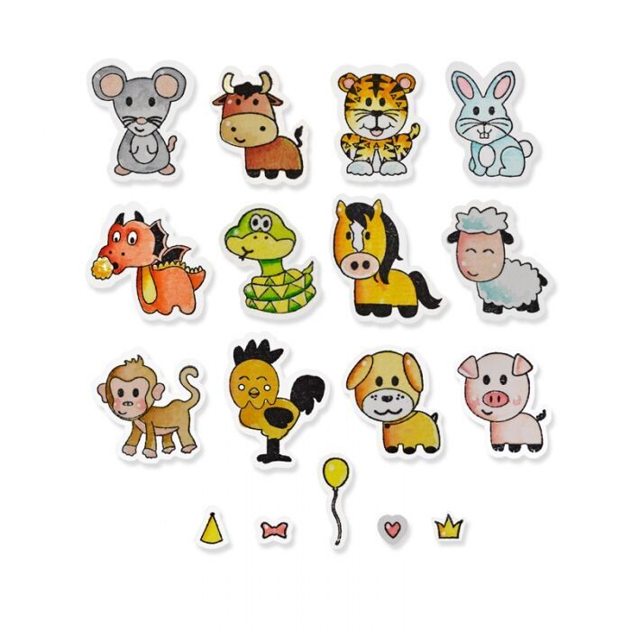 Sizzix Framelits Die Set 18PK w/Stamps - Zodiac Animals 662615