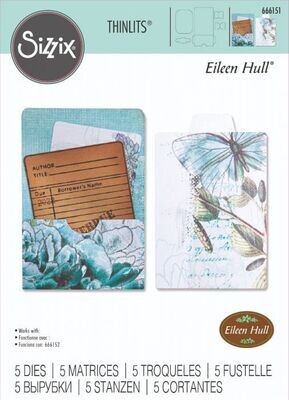 Sizzix Thinlits Die Set 5PK - Library Pocket, ATC Card &amp; Tabs by Eileen Hull 666151