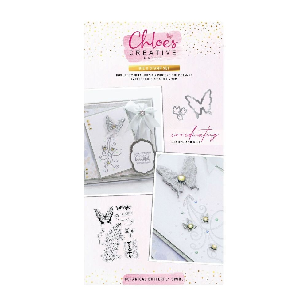 Chloes Creative Die &amp; Stamp Set – Botanical Butterfly Swirl