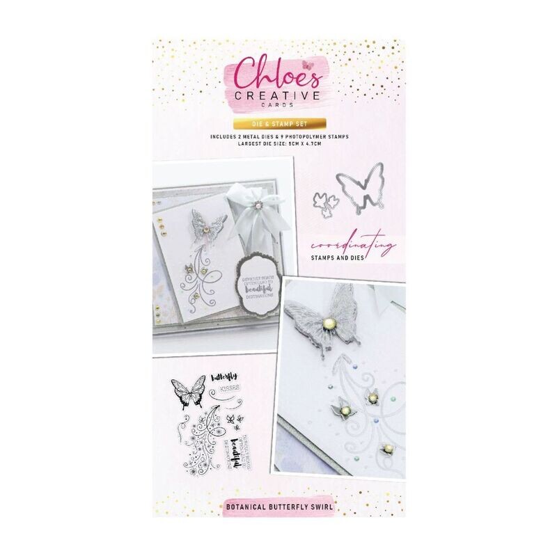 Chloes Creative Die &amp; Stamp Set – Botanical Butterfly Swirl