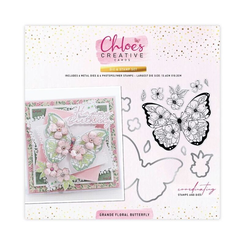 Chloe&#39;s Die &amp; Stamp GRAND FLORAL BUTTERFLY