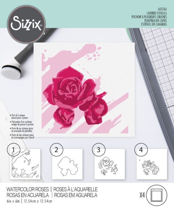 Sizzix Layered Stencils 665266 WATERCOLOUR ROSES