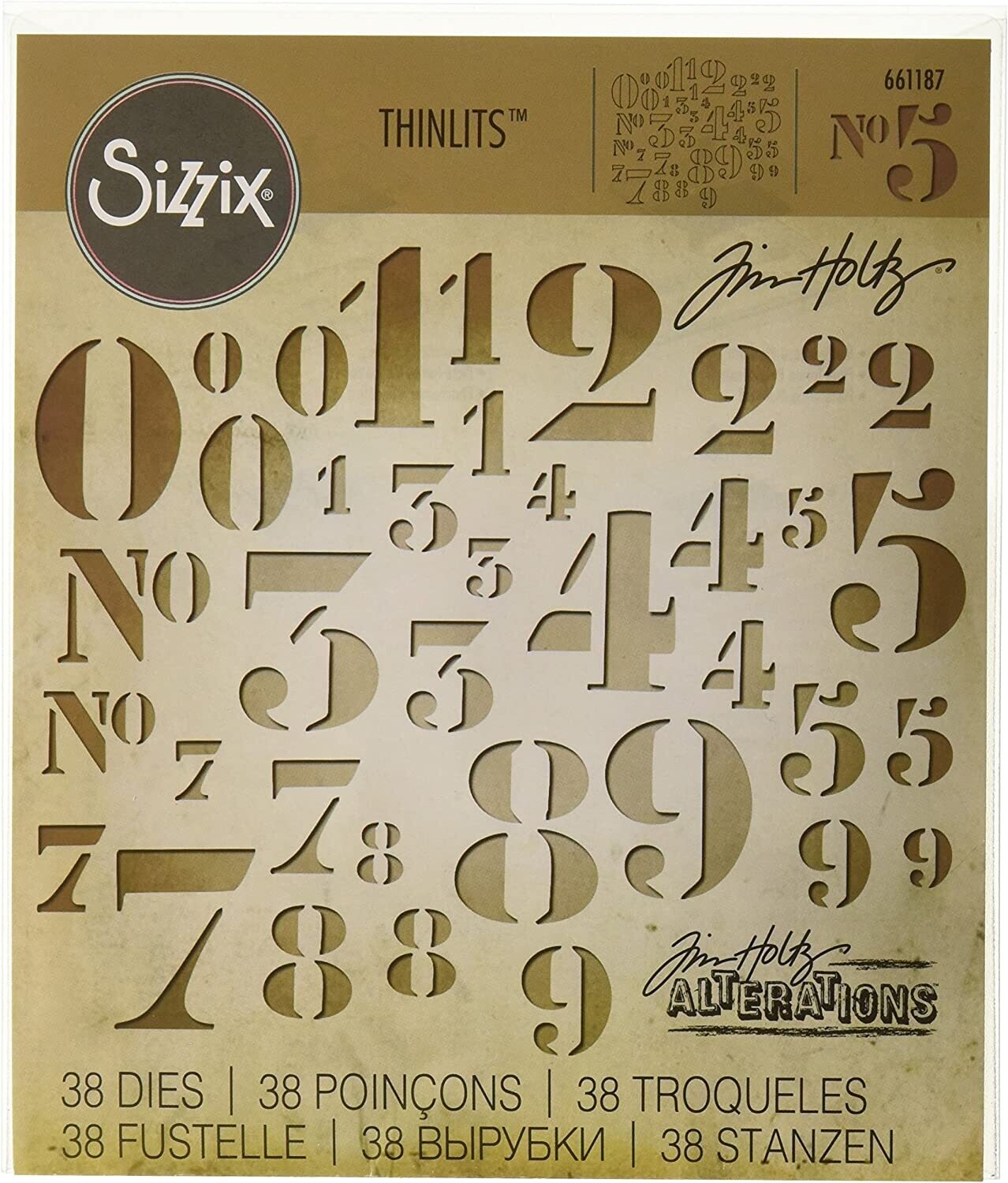 Sizzix Thinlit Dies - Tim Holtz STENCIL NUMBERS 661187