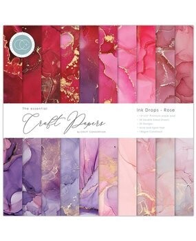 Craft Consortium 12&quot; x 12&quot; Premium Paper Pad INK DROPS - ROSE