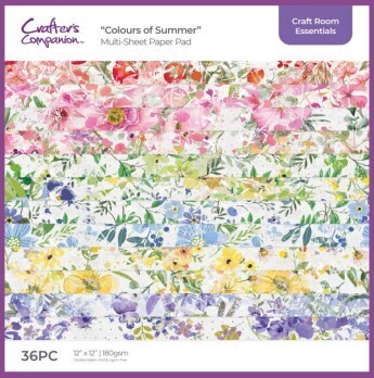 Crafters Companion 12x12 Quality Linen Paper Pad COLOURS OF SUMMER (x36)