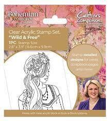 Crafter&#39;s Companion Bohemian Collection Acfrylic Stamp Set WILD &amp; FREE