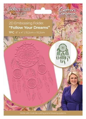 Crafter&#39;s Companion Bohemian Collection 2D Embossing Folder FOLLOW YOUR DREAMS