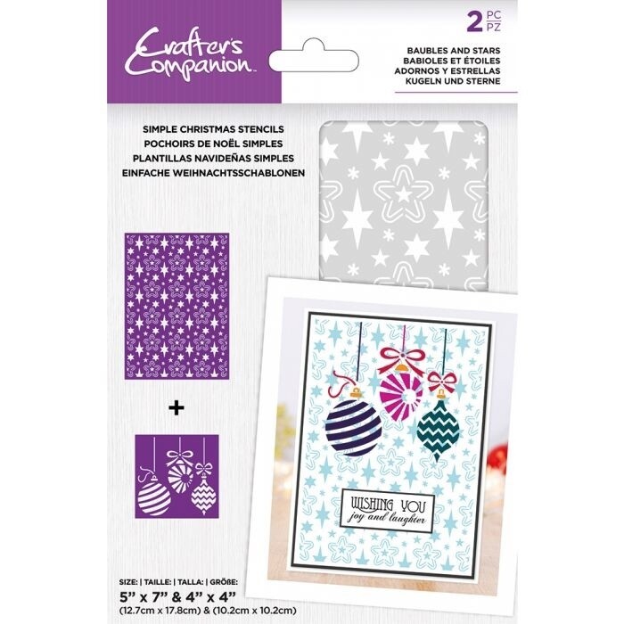 Crafters Companion Stencil BAUBLES &amp; STARS