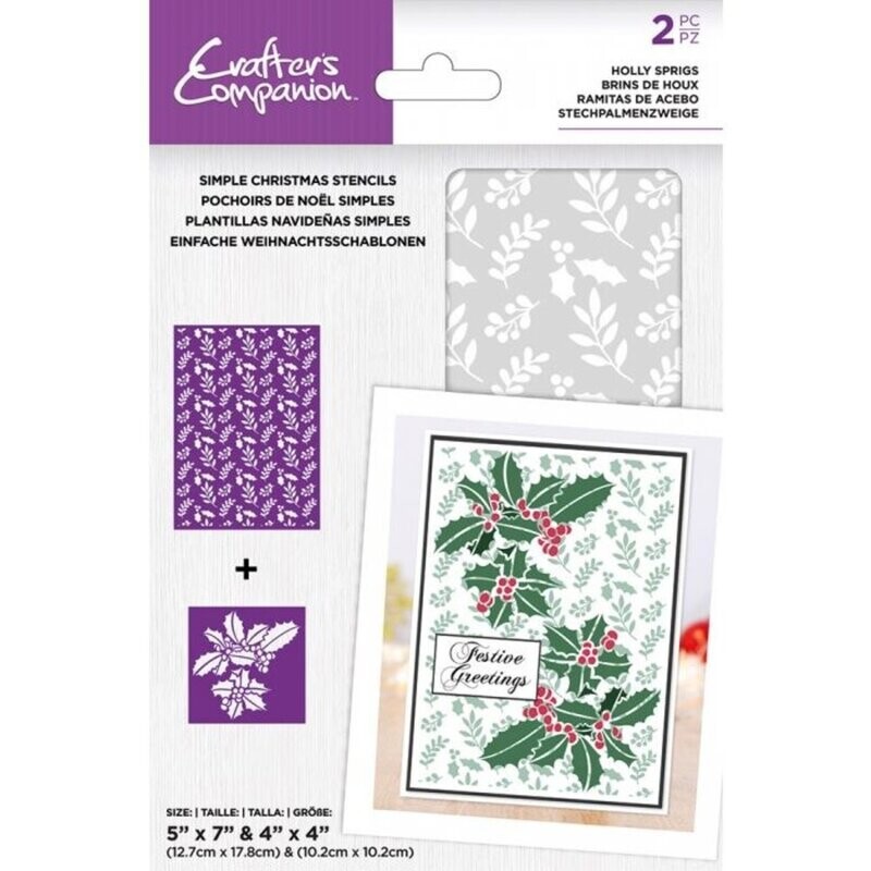 Crafters Companion Stencil HOLLY SPRIG