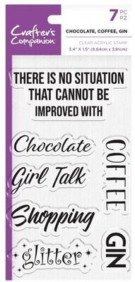 Crafter&#39;s Companion Acrylic Stamp Set CHOCOLATE, COFFEE, GIN
