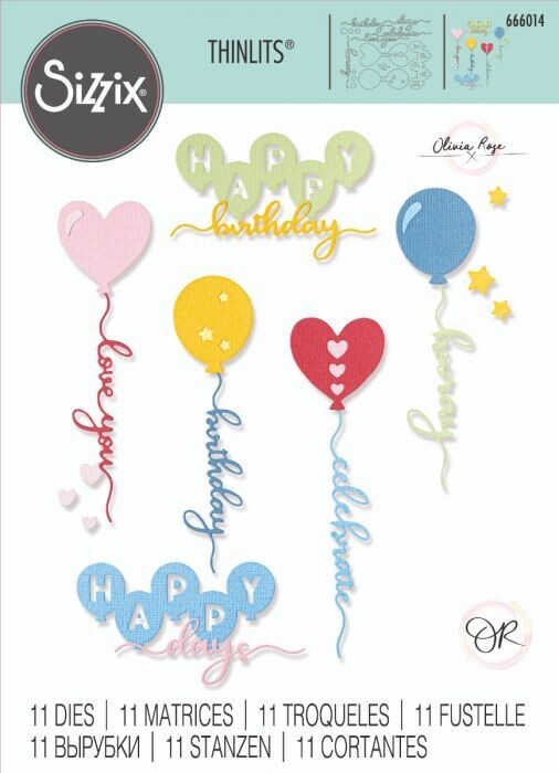 Sizzix Thinlits Die Set 666014 BALLOON OCCASIONS
