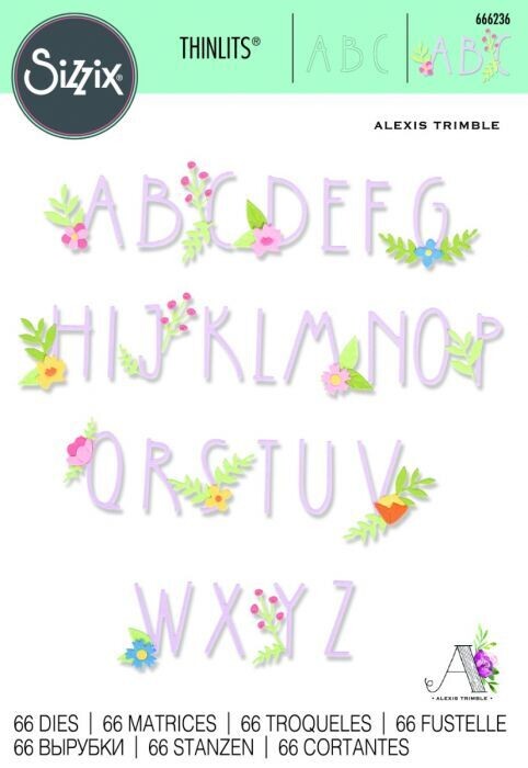 Sizzix Thinlits Die Set 666236 FLORAL ALPHABET